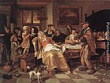 Steen Paintings - The Bean Feast by Jan Steen